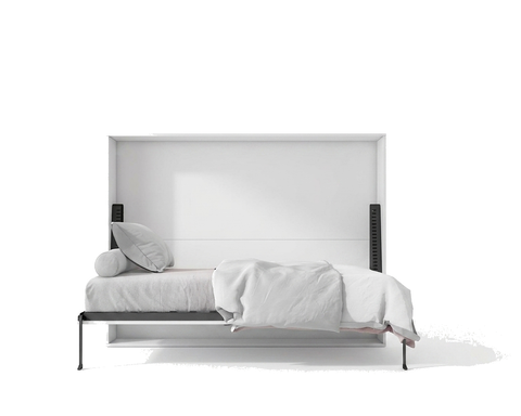 Heidi horizontal murphy bed in white, compared with a sofa bed