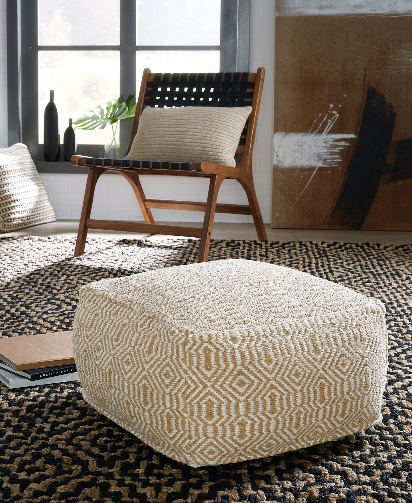 Adamont - Tan / Ivory - Pouf - Forward Furniture
