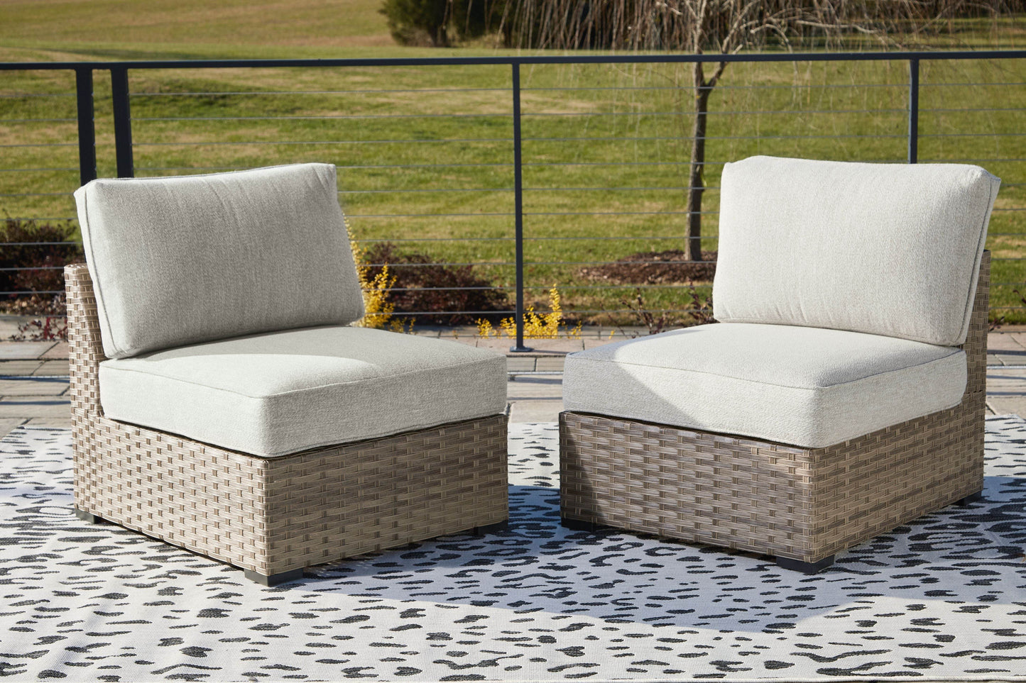 Calworth - Beige - Armless Chair w/Cushion (Set of 2) - Forward Furniture
