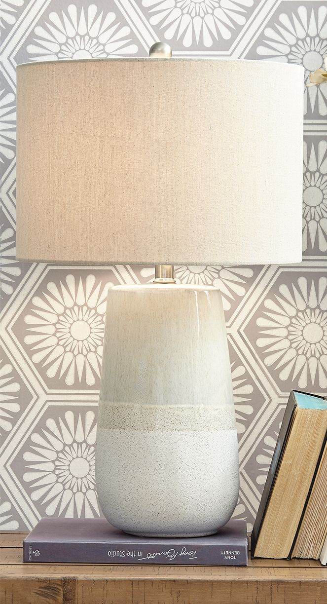 Shavon - Beige / White - Ceramic Table Lamp - Forward Furniture