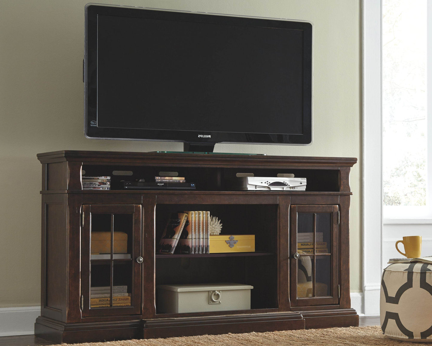 Roddinton - Dark Brown - XL TV Stand w/Fireplace Option - Forward Furniture