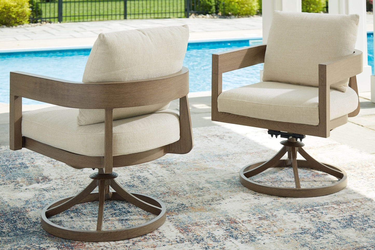 Serene Bay - Dark Brown / White - Swivel Chair With Cushion (Set of 2) - Forward Furniture