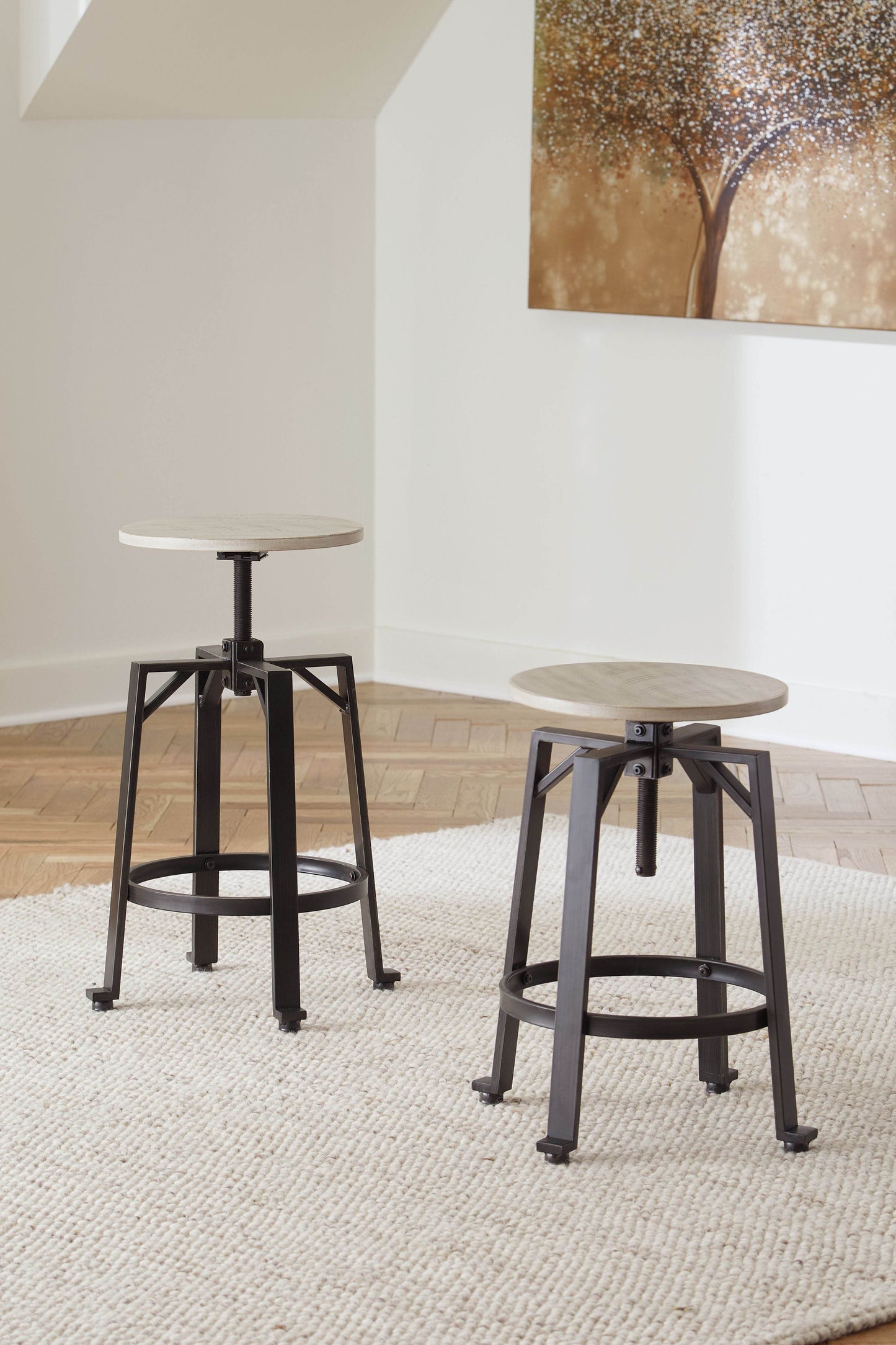 Karisslyn - Whitewash / Black - Swivel Stool (Set of 2) - Forward Furniture