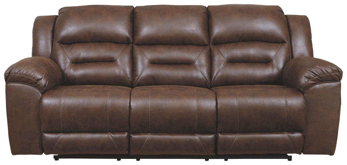 Stoneland - Reclining Sofa - Faux Leather - Chocolate
