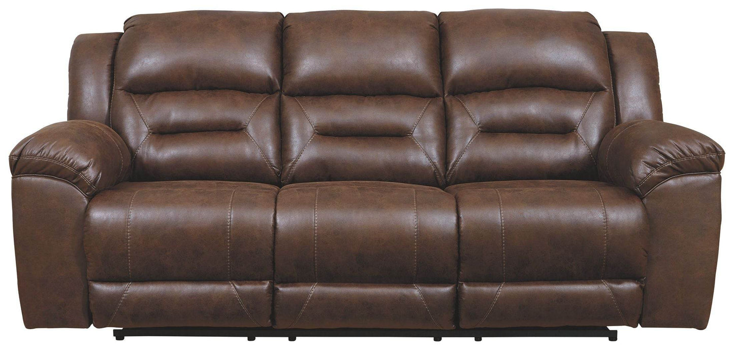 Stoneland - Chocolate - Reclining Sofa - Faux Leather - Forward Furniture