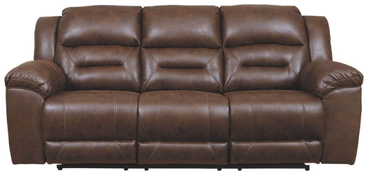 Stoneland - Chocolate - Power Reclining Sofa - Faux Leather - Forward Furniture