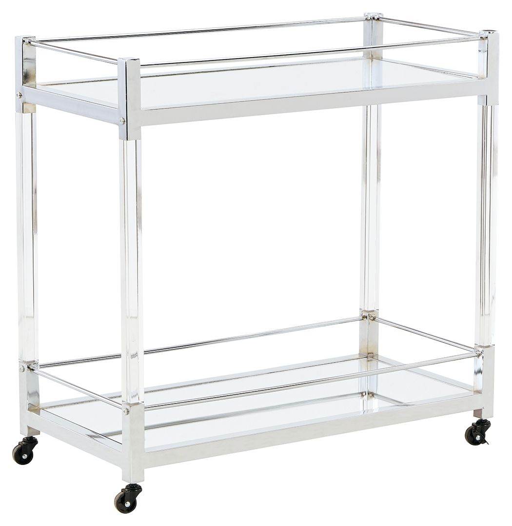 Chaseton - Clear / Silver Finish - Bar Cart - Forward Furniture
