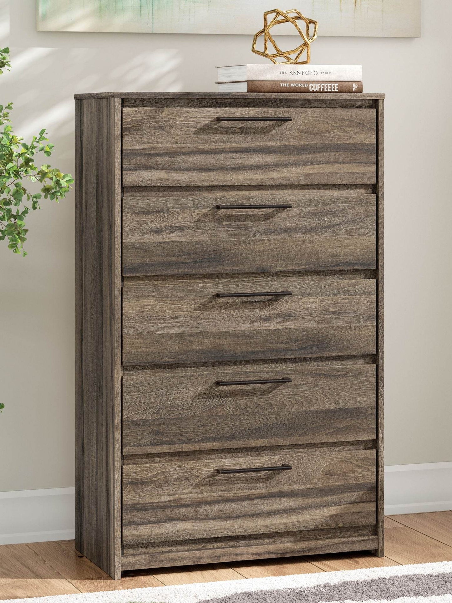 Elbrim - Brown - Five Drawer Chest - Forward Furniture