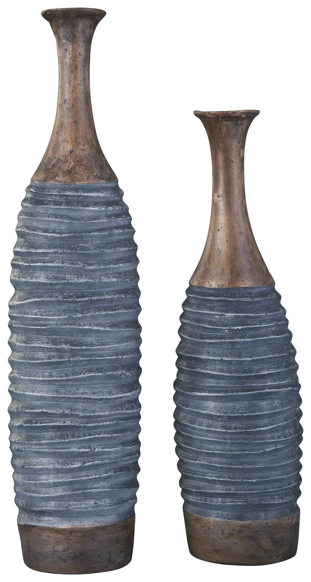 Blayze - Antique Gray / Brown - Vase Set (Set of 2) - Forward Furniture