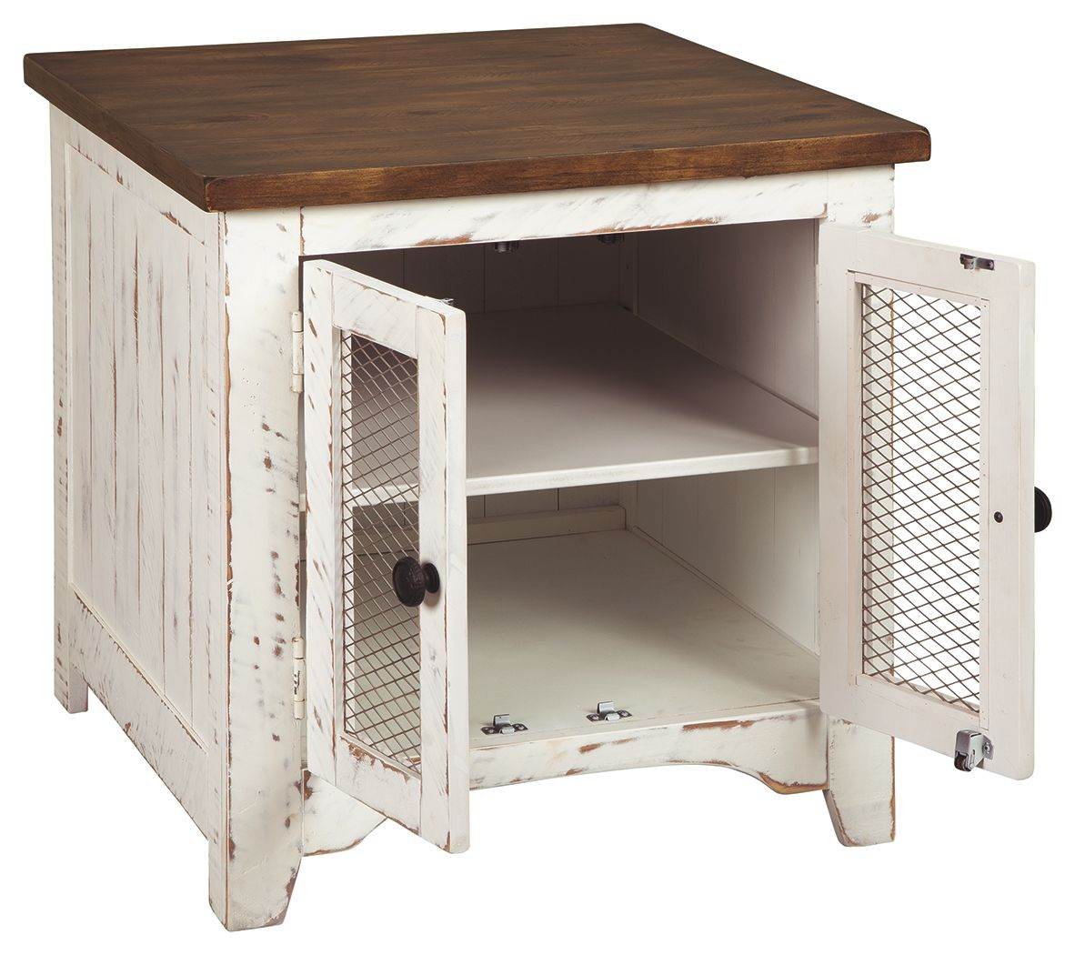 Wystfield - White / Brown - Rectangular End Table - 2 Doors - Forward Furniture