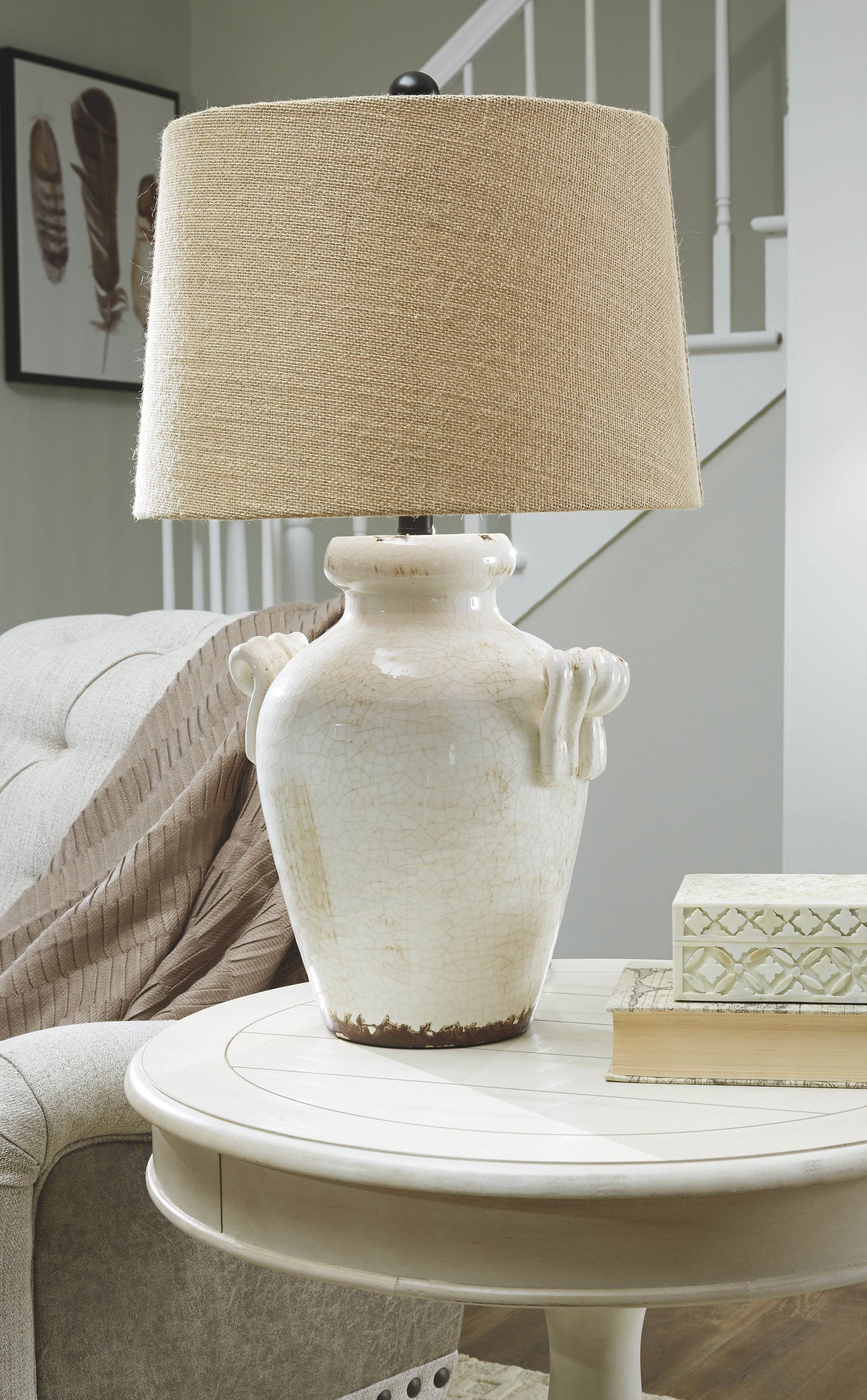 Emelda - Cream - Ceramic Table Lamp - Forward Furniture
