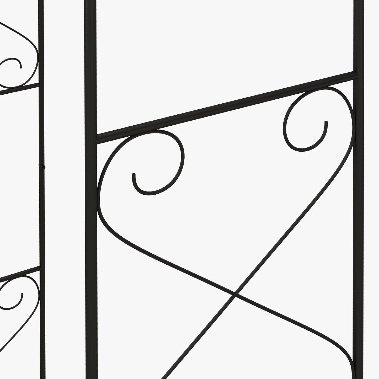 7.6FT Metal Garden Arch with Gate, Garden Arbor Trellis for Climbing Plants, Roses, Vines, Wedding Arch, Black