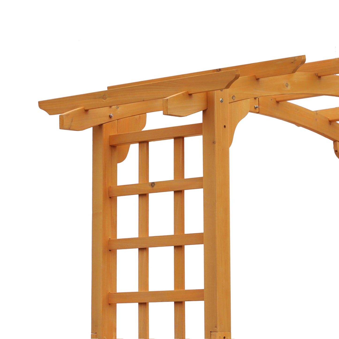 7.5FT Wood Garden Arch Trellis, Outdoor Walkway Round Pergola Style Arbor for Decorative Climbing Plants, Patio, Lawn, Backyard Party, Ceremony Decoration Accessories, Yellow