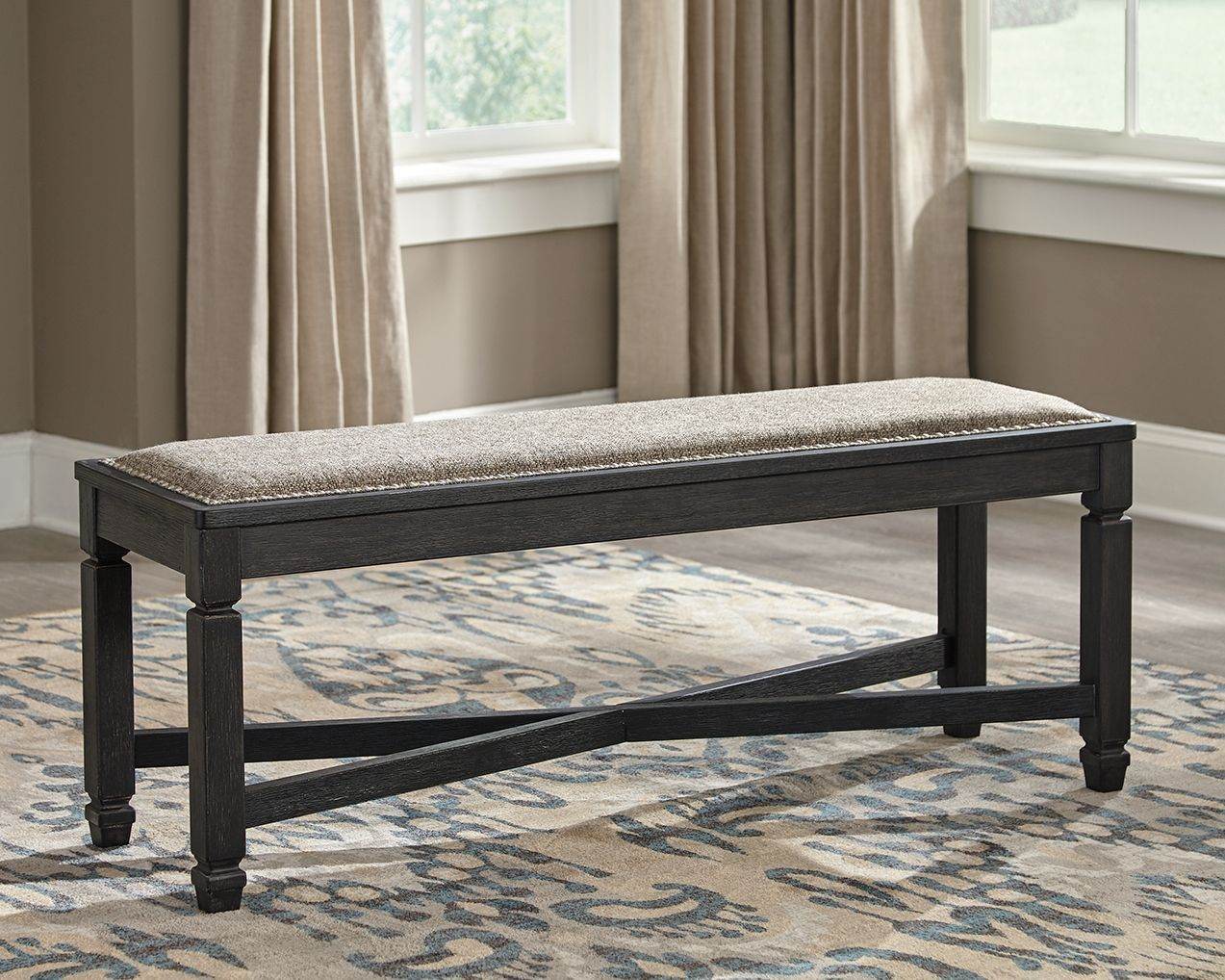 Tyler Creek - Black / Grayish Brown - Upholstered Bench - Forward Furniture