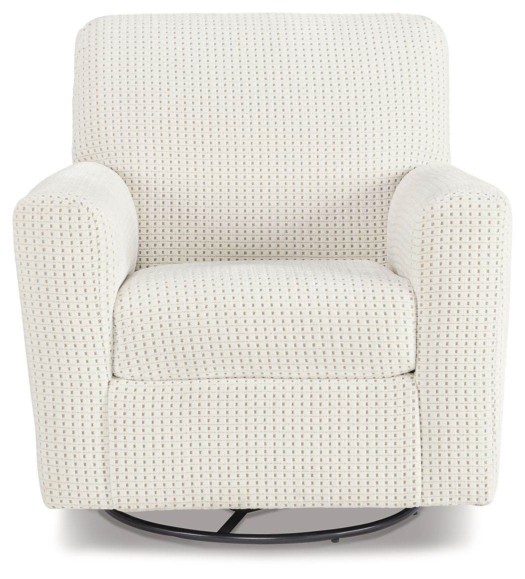 Herstow - Ivory - Swivel Glider Accent Chair - Fabric - Forward Furniture