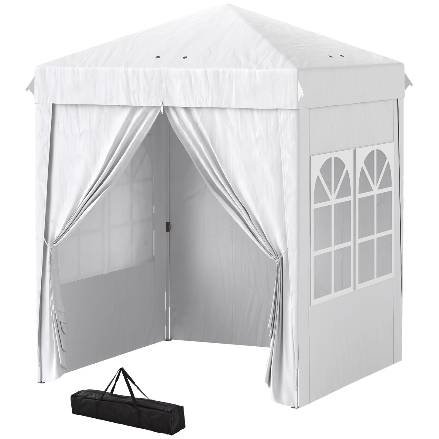 6.7' x 6.7' Pop-Up Canopy Tent with Sidewalls, Height-Adjustable, Carry Bag Included, for Outdoor, Garden, Patio, White