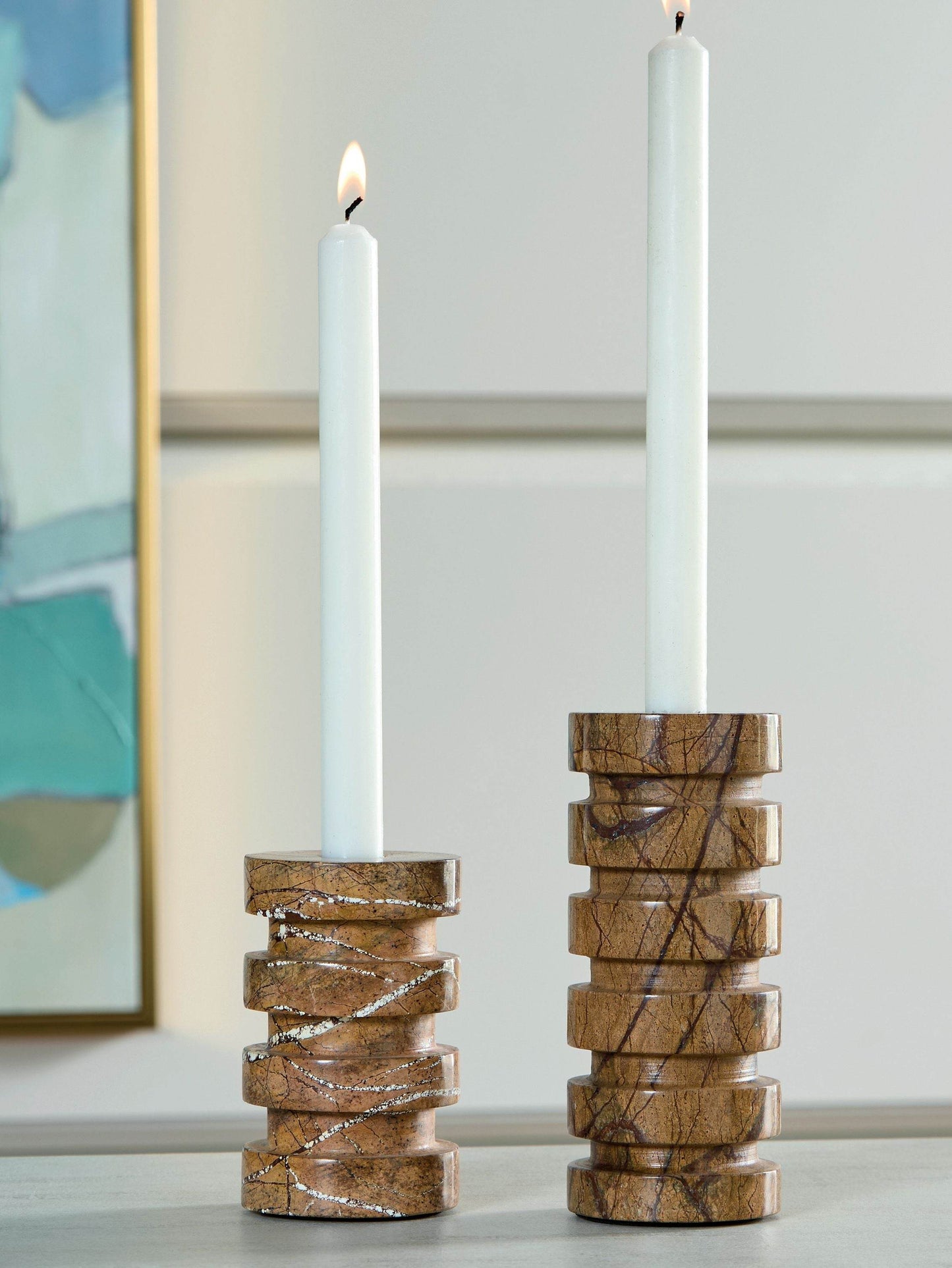 Emsleyfield - Tan - Candle Holder Set (Set of 2) - Forward Furniture