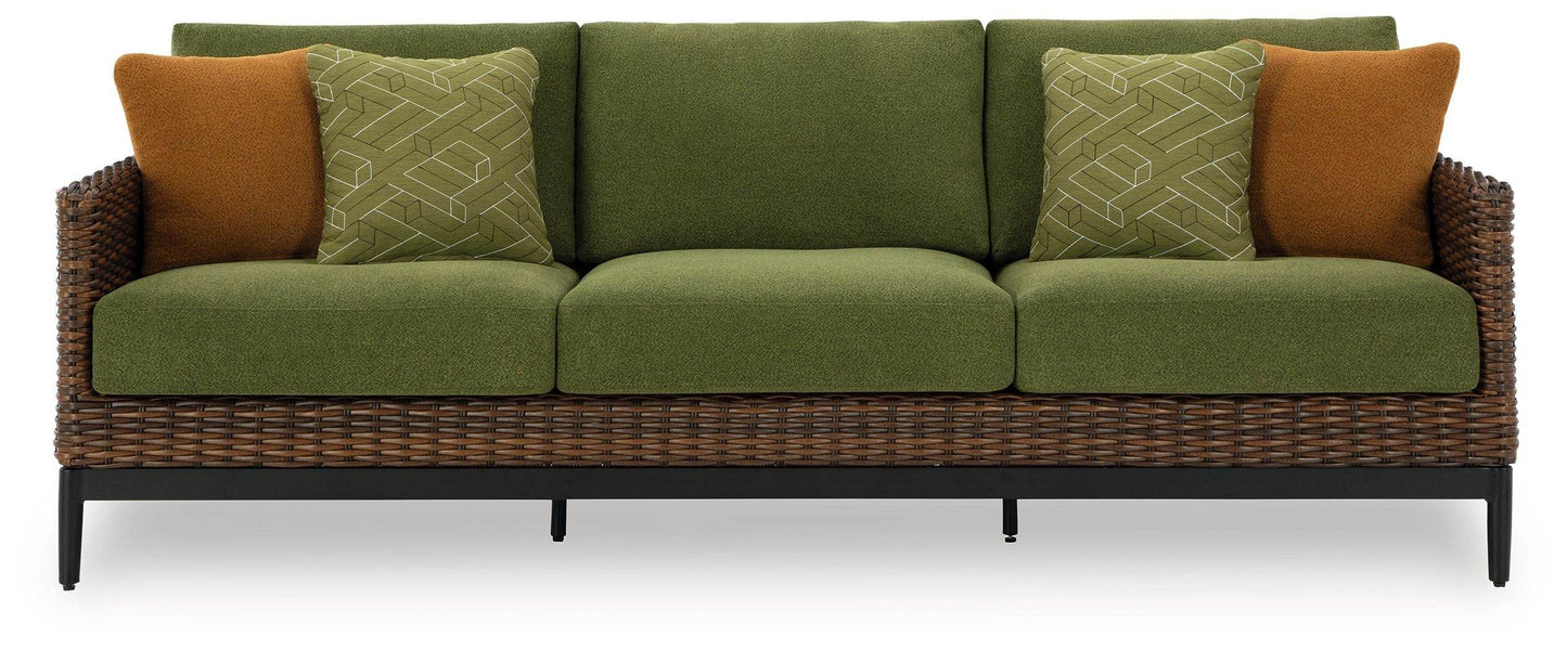 Horizon Hall - Brown / Green - Sofa With Cushion - Forward Furniture