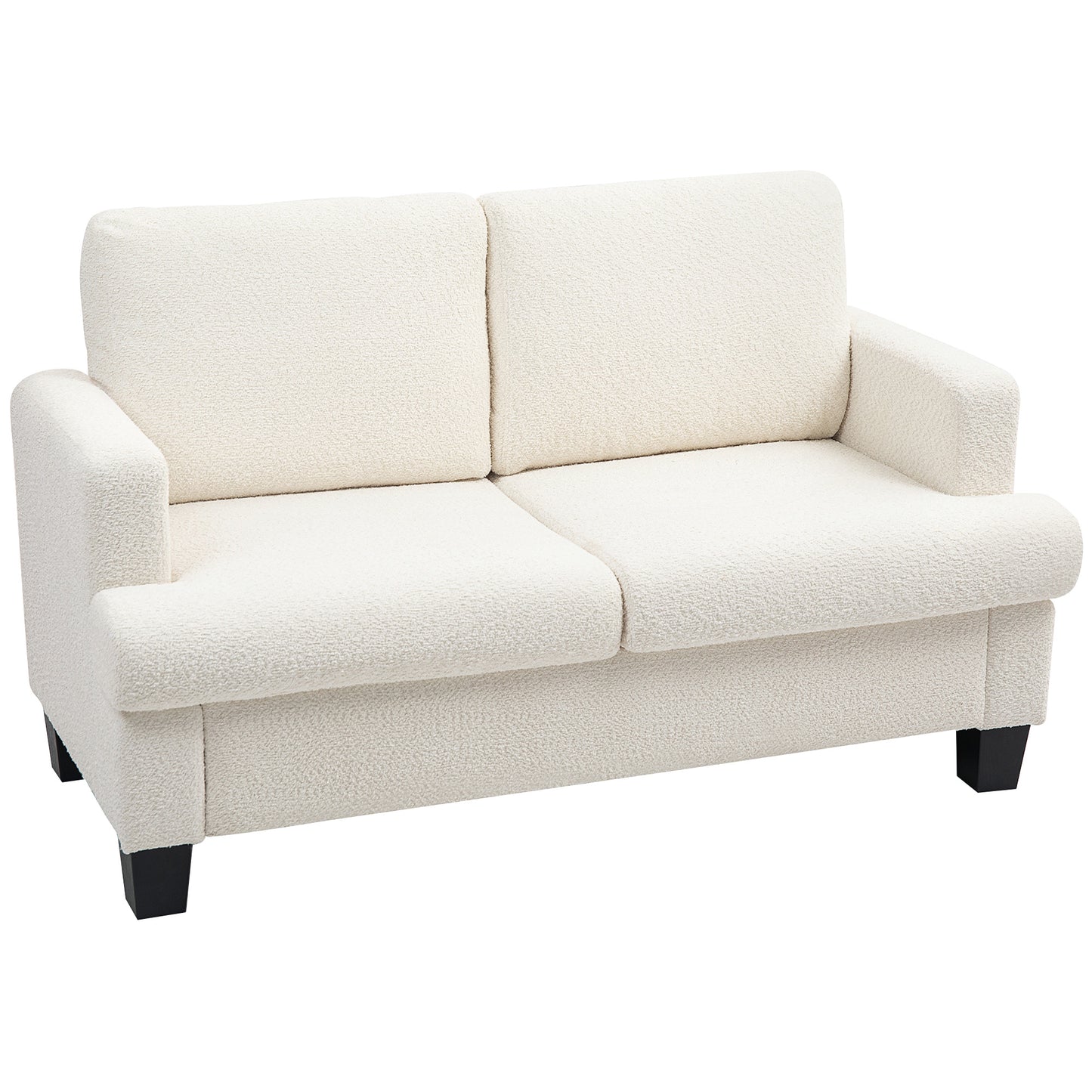 54.3" Loveseat Sofa, 2 Seater Sofa with Removable Cushions, Small Couch with Wood Frame for Living Room, Cream White