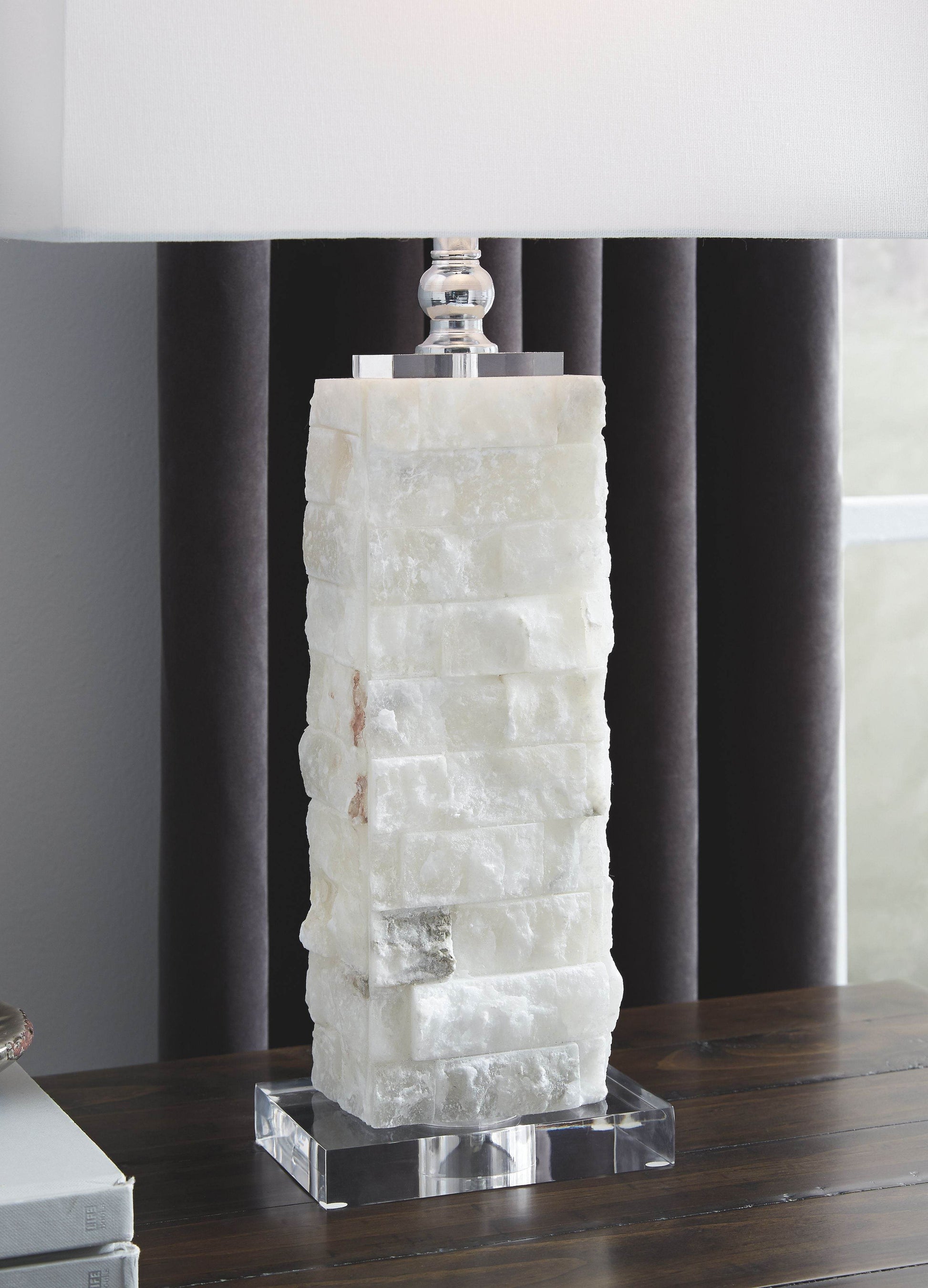 Malise - White - Alabaster Table Lamp - Forward Furniture