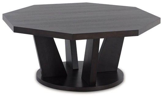 Chasinfield - Dark Brown - Octagon Coffee Table - Forward Furniture