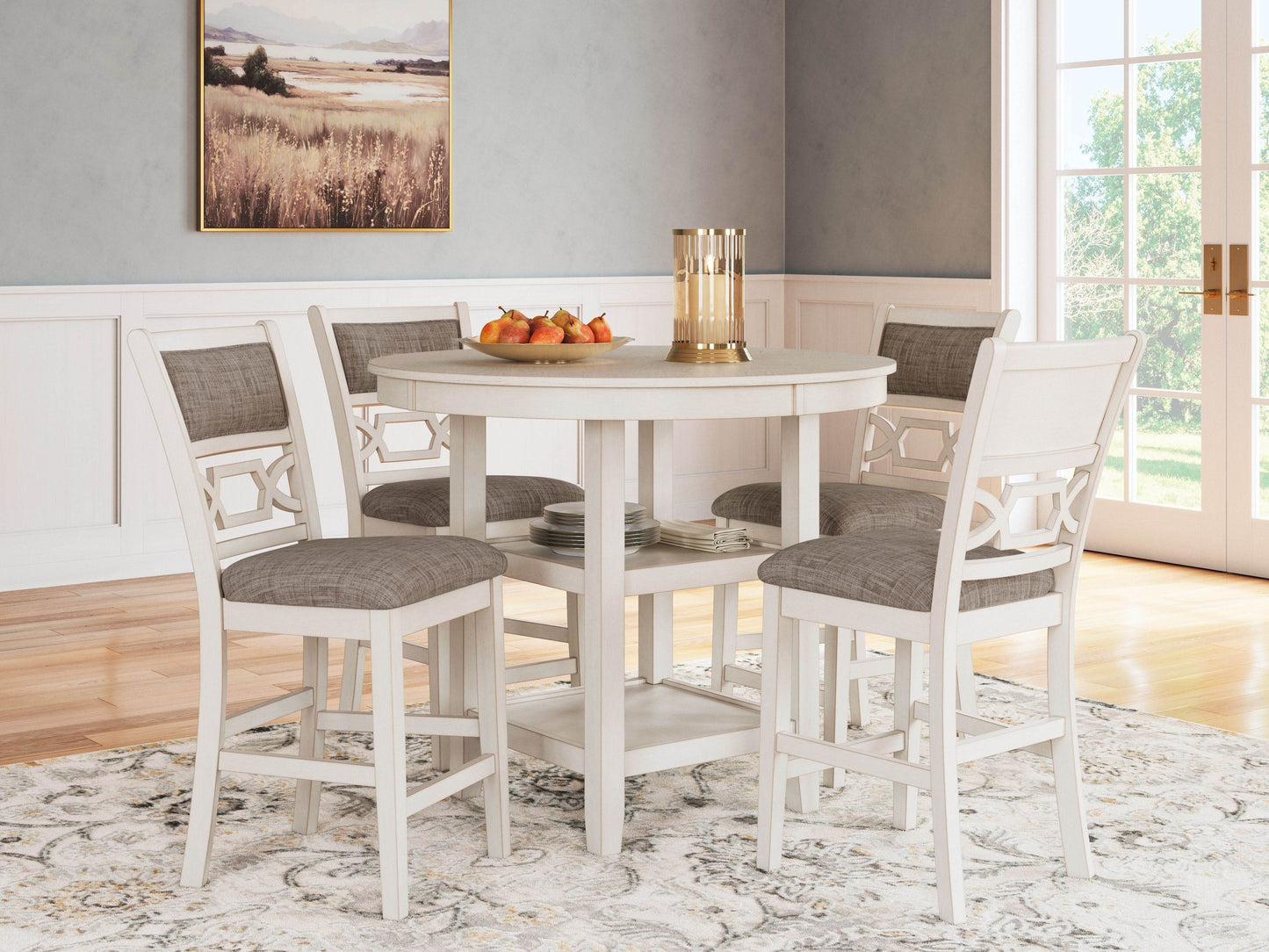 Erinberg - Antique White - Dining Room Counter Table Set (Set of 5) - Forward Furniture