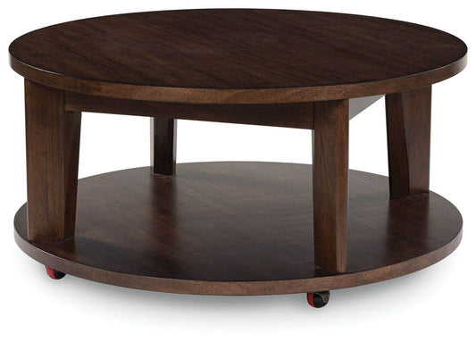 Korestone 2 - Dark Brown - Round Cocktail Table - Forward Furniture