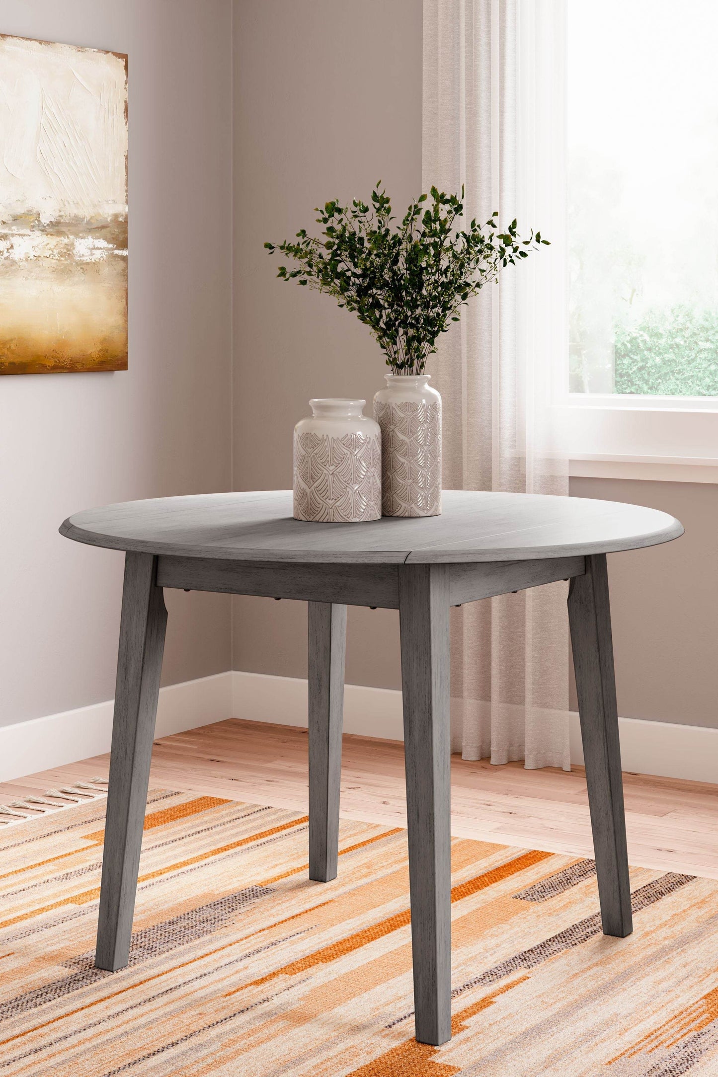Shullden - Gray - Round Drm Drop Leaf Table - Forward Furniture