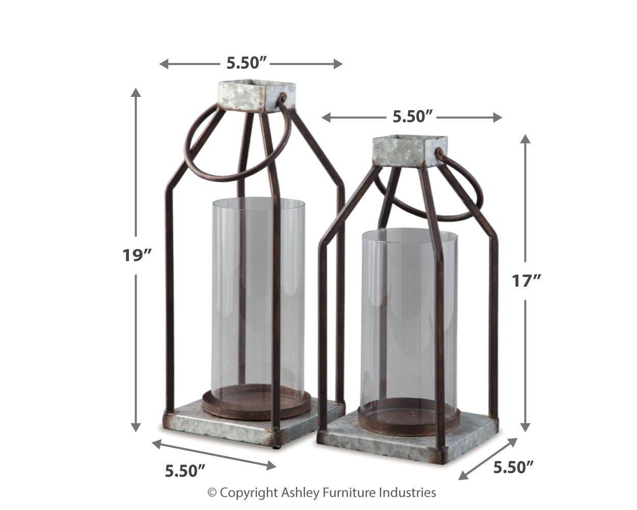 Diedrick - Gray / Black - Lantern Set (Set of 2) - Forward Furniture