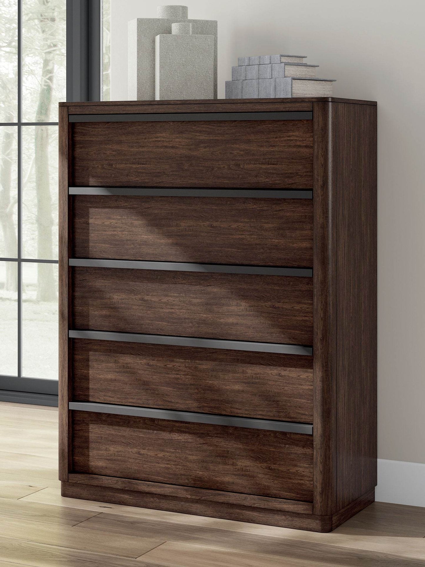 Dilenno - Dark Brown - Five Drawer Chest