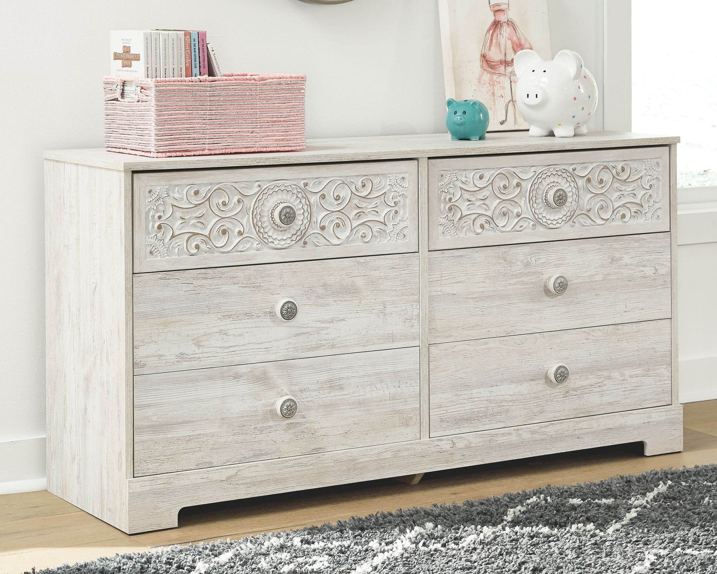 Paxberry - Whitewash - Six Drawer Dresser - Vinyl-Wrapped - Forward Furniture
