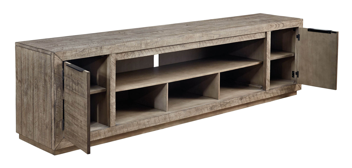 Krystanza - Weathered Gray - XL TV Stand w/Fireplace Option - Forward Furniture