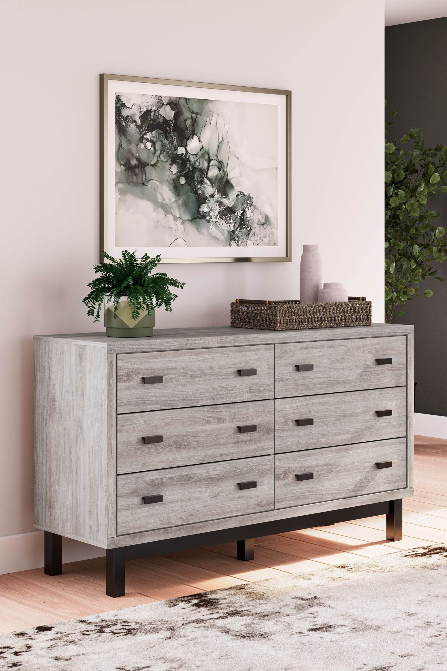 Vessalli - Black / Gray - Six Drawer Dresser - Forward Furniture