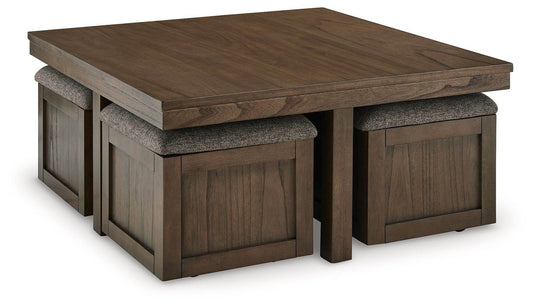 Boardernest - Brown - Cocktail Table With 4 Stools (Set of 5) - Forward Furniture