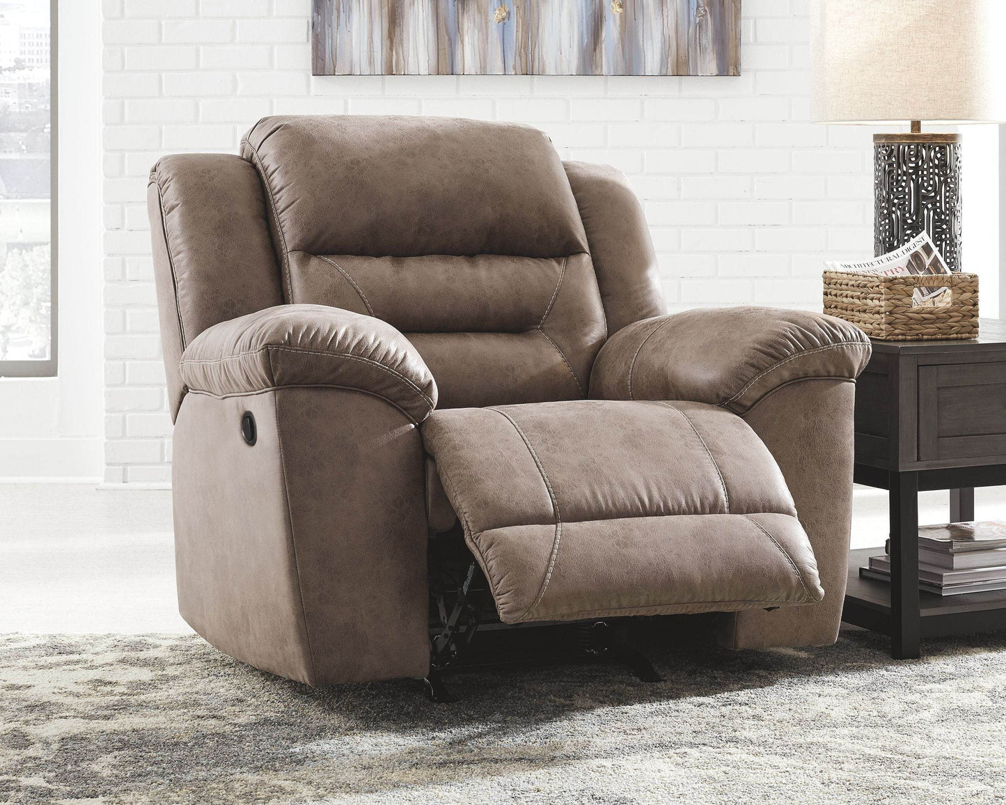 Stoneland - Fossil - Rocker Recliner - Faux Leather - Forward Furniture