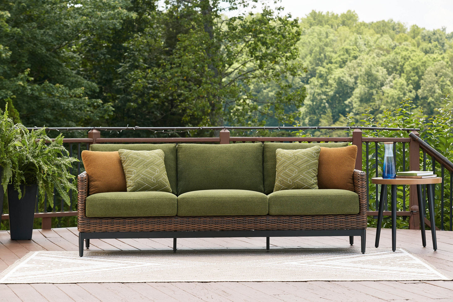 Horizon Hall - Brown / Green - Sofa With Cushion - Forward Furniture