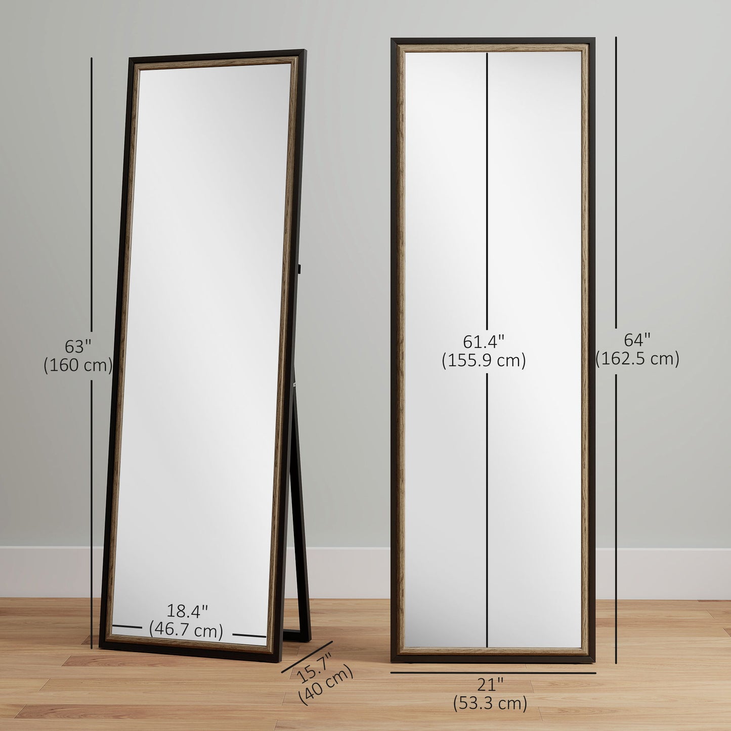 Rectangle Body Mirror with Dual-Tone Frame