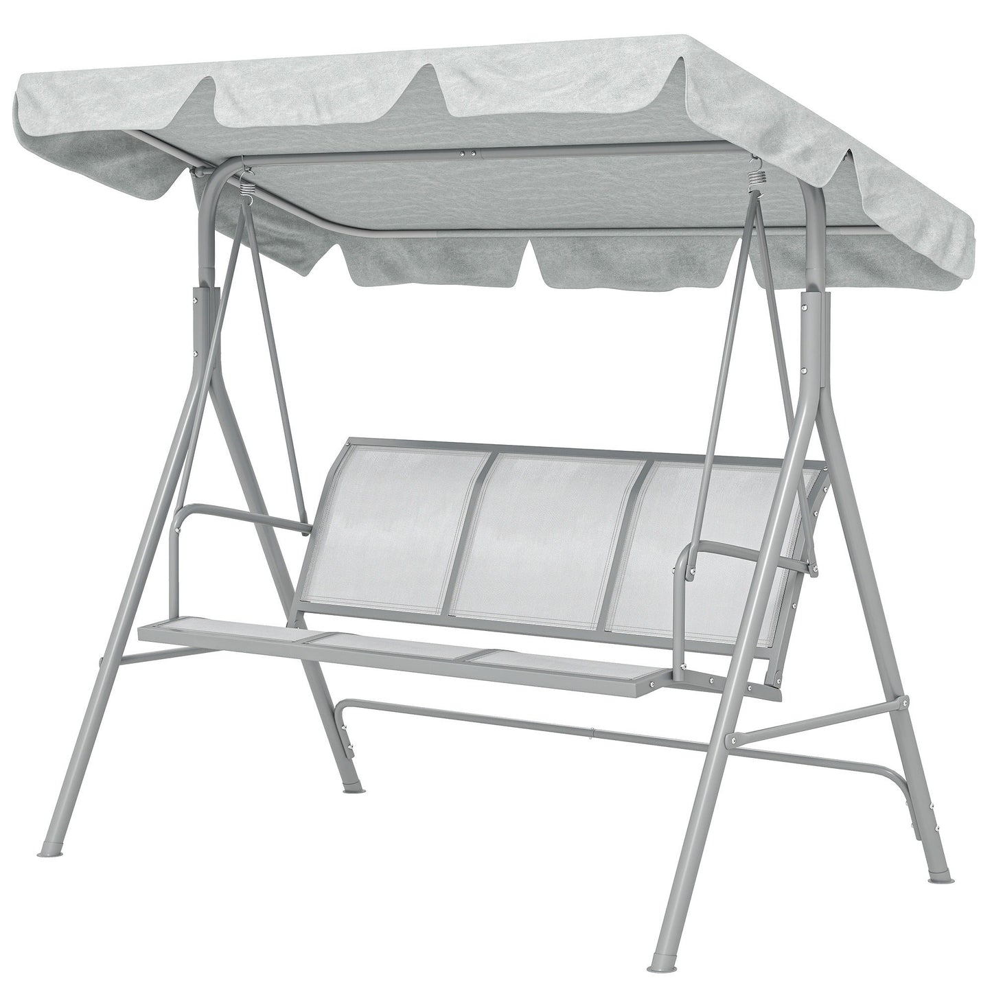 3-Seater Outdoor Swing Chair, Patio Swing, A Frame Porch Swing with Canopy, Garden Hammock Glider Bed, Light Grey