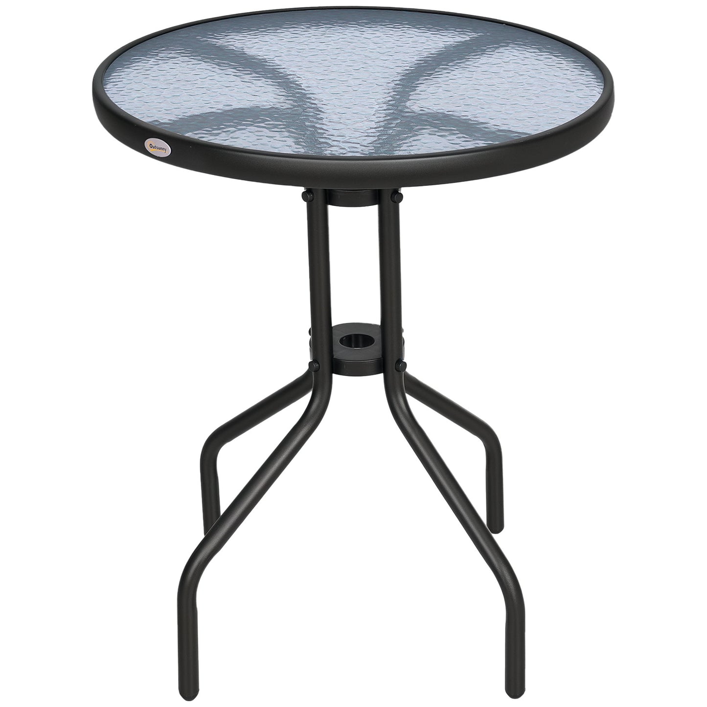 24" Patio Table Round Tempered Glass Top Outdoor Dining Steel Frame Backyard