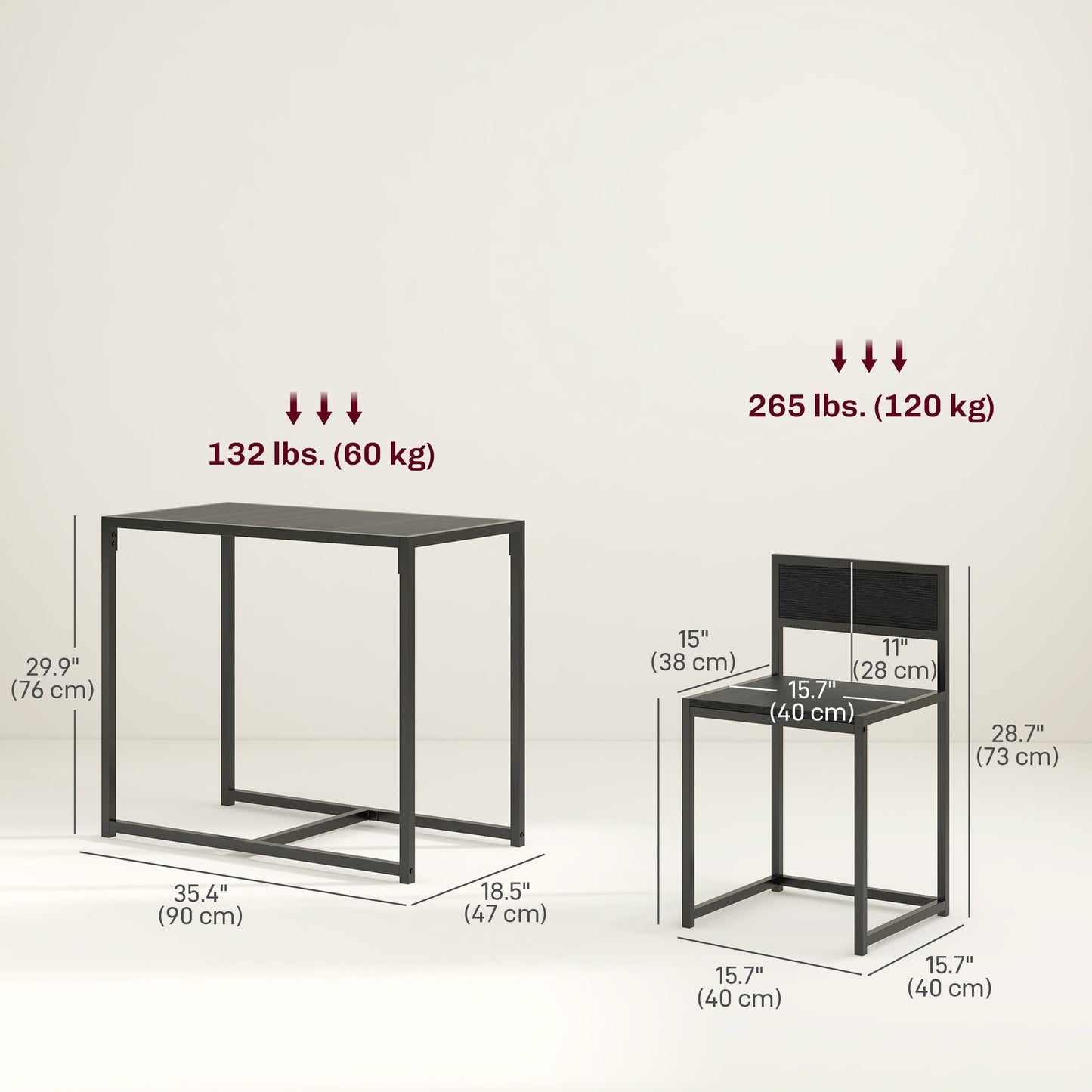 Industrial Dining Set for 2 - Black