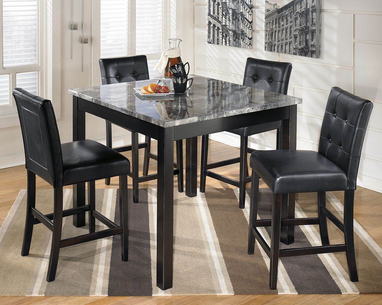 Maysville - Black - Square Counter TBL Set (Set of 5) - Forward Furniture