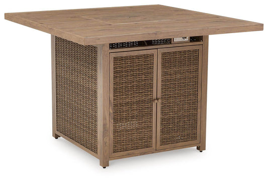 Walton Bridge - Driftwood - Square Bar Table W/Fire Pit - Forward Furniture