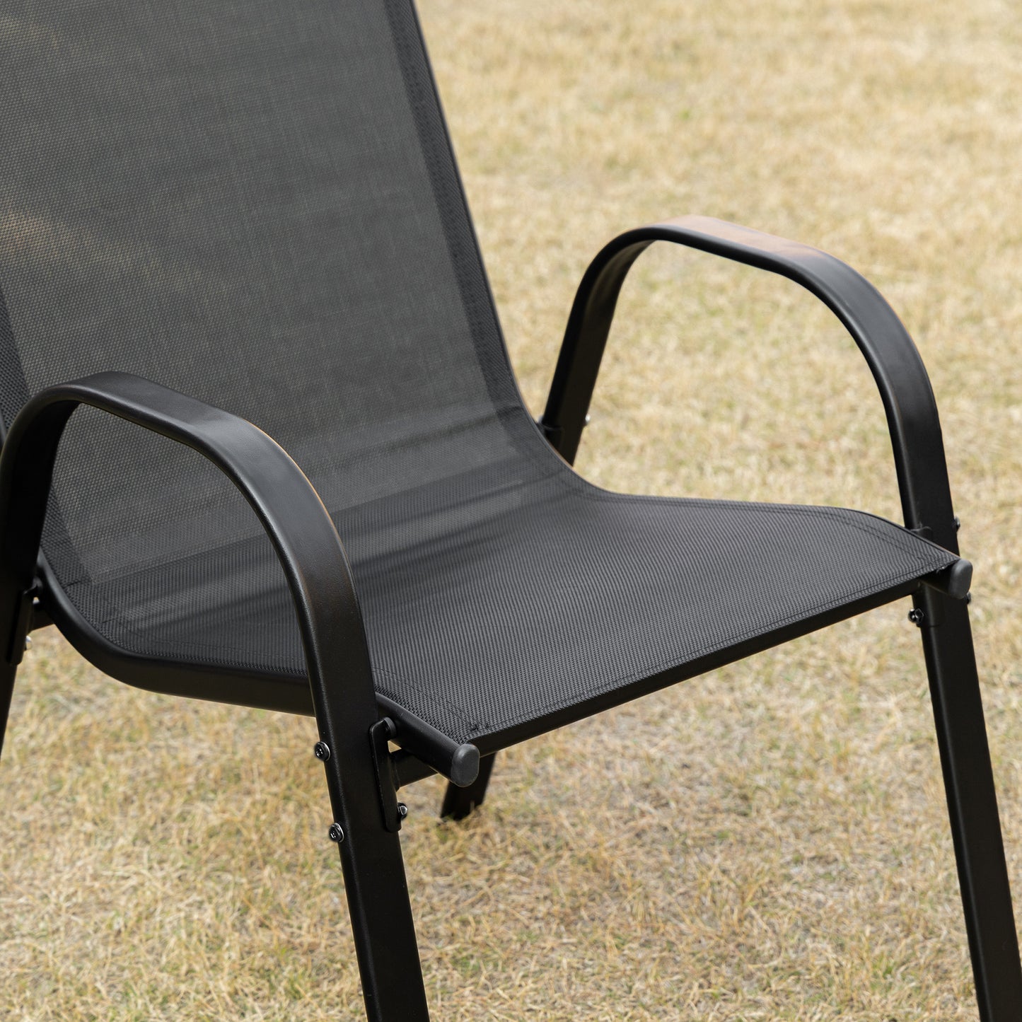 4-Piece Outdoor Dining Chair for Relaxing on Patio Balcony Garden, Comfortable Outdoor Furniture with Armrests, Black