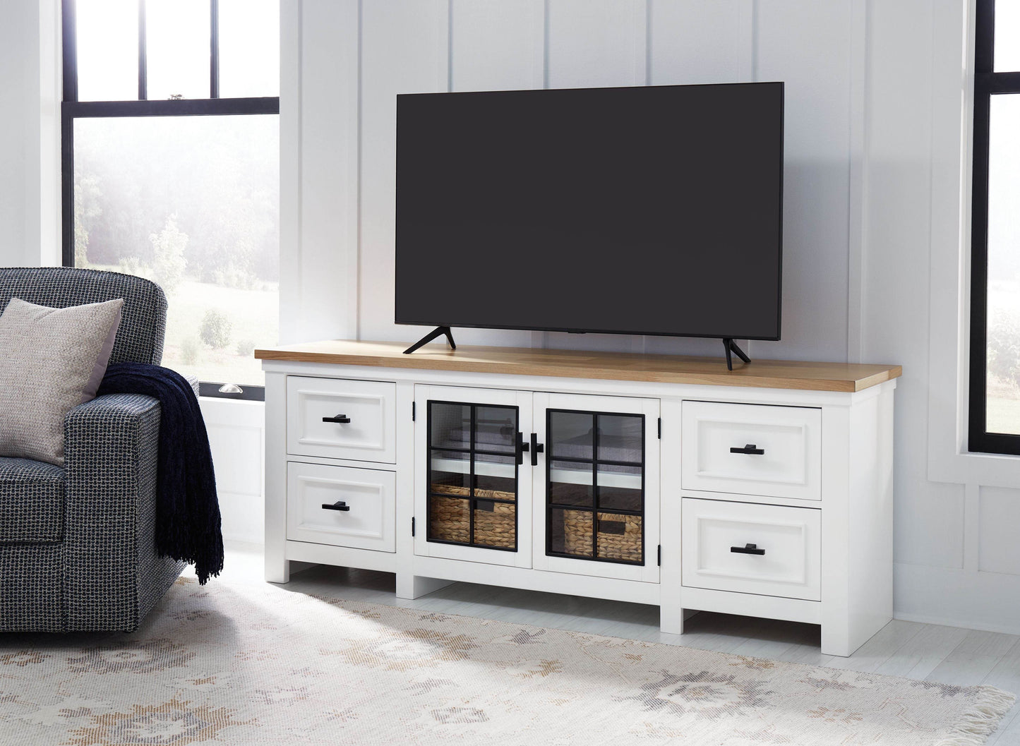 Ashbryn - White / Natural - Extra Large TV Stand - Forward Furniture
