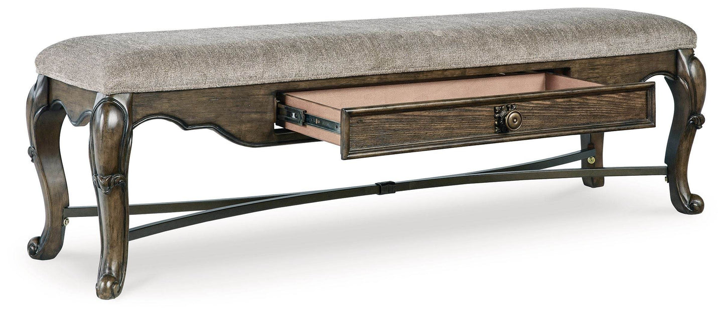 Maylee - Dark Brown - Upholstered Storage Bench - Forward Furniture
