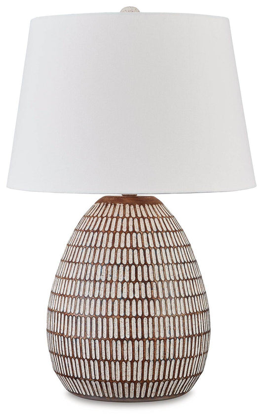 Darrich - Beige / White - Metal Table Lamp - Forward Furniture