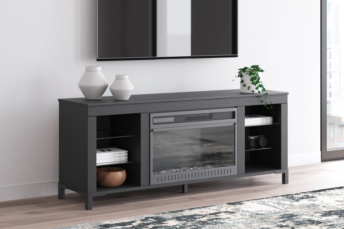 Cayberry - Black - TV Stand With Fireplace - Forward Furniture