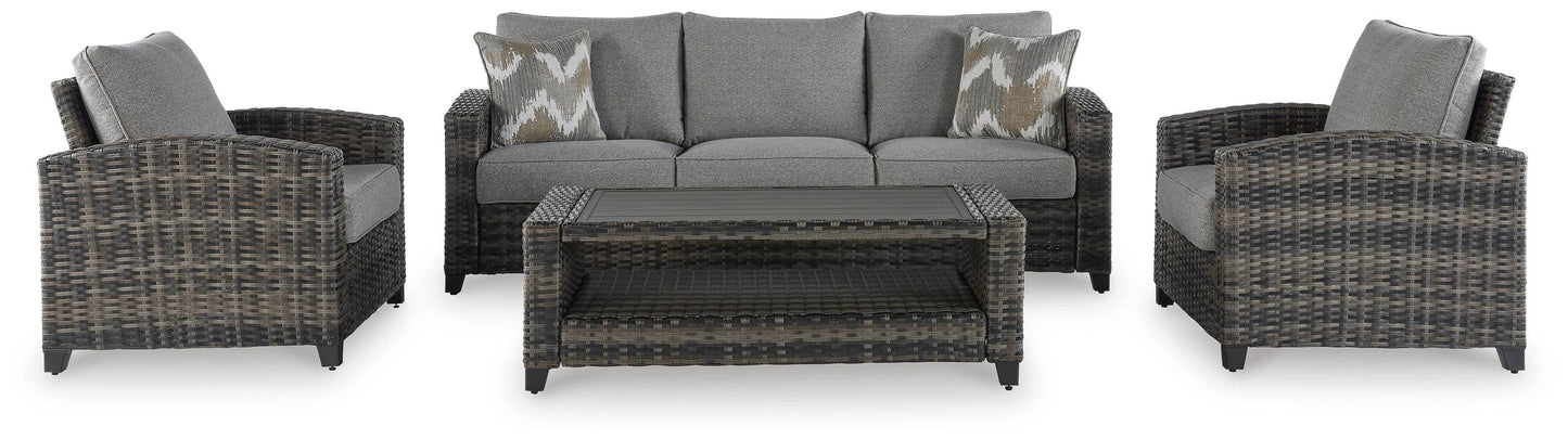 Oasis Court - Gray - Sofa, Chairs, Table Set (Set of 4) - Forward Furniture