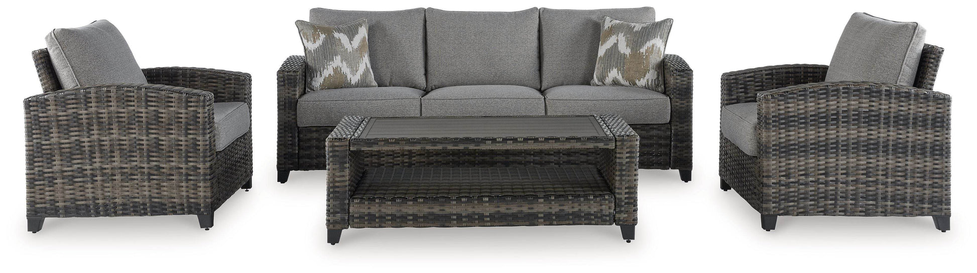 Oasis Court - Gray - Sofa, Chairs, Table Set (Set of 4) - Forward Furniture