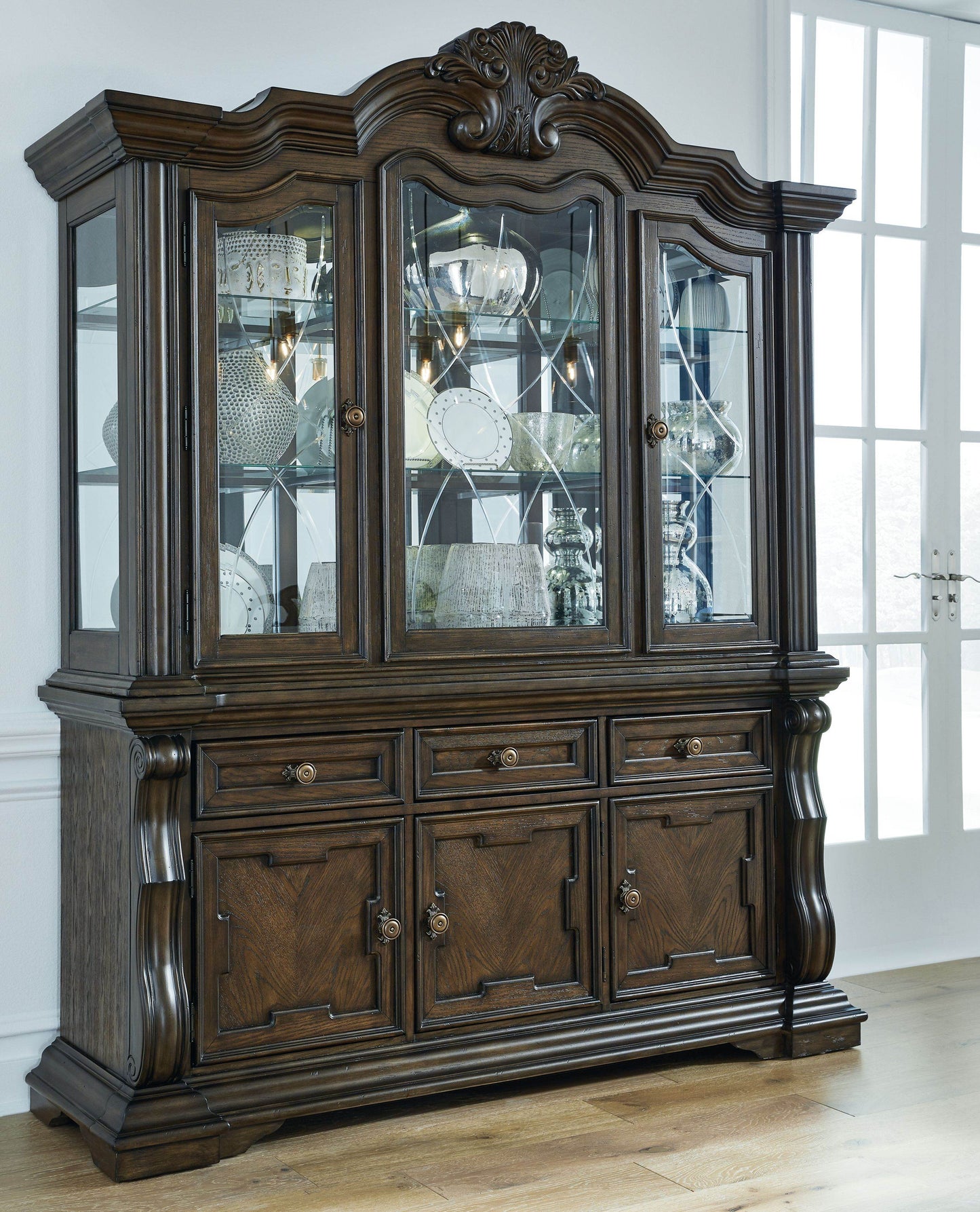 Maylee - Dark Brown - Dining Buffet And Hutch - Forward Furniture